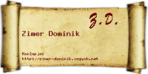 Zimer Dominik névjegykártya